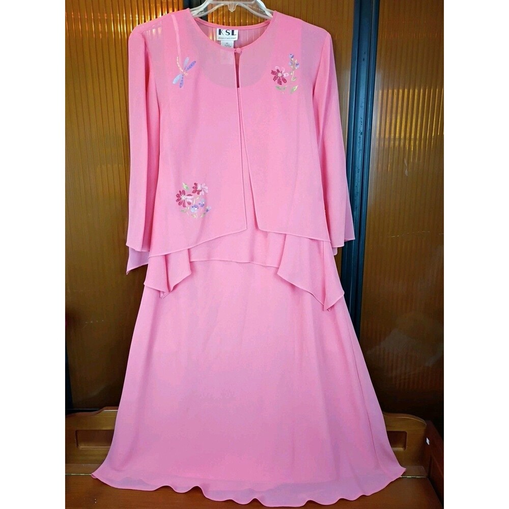 Woman Sz 20W 2PC "CORAL" Evening Formal Dress  Embroidered Designs KSL